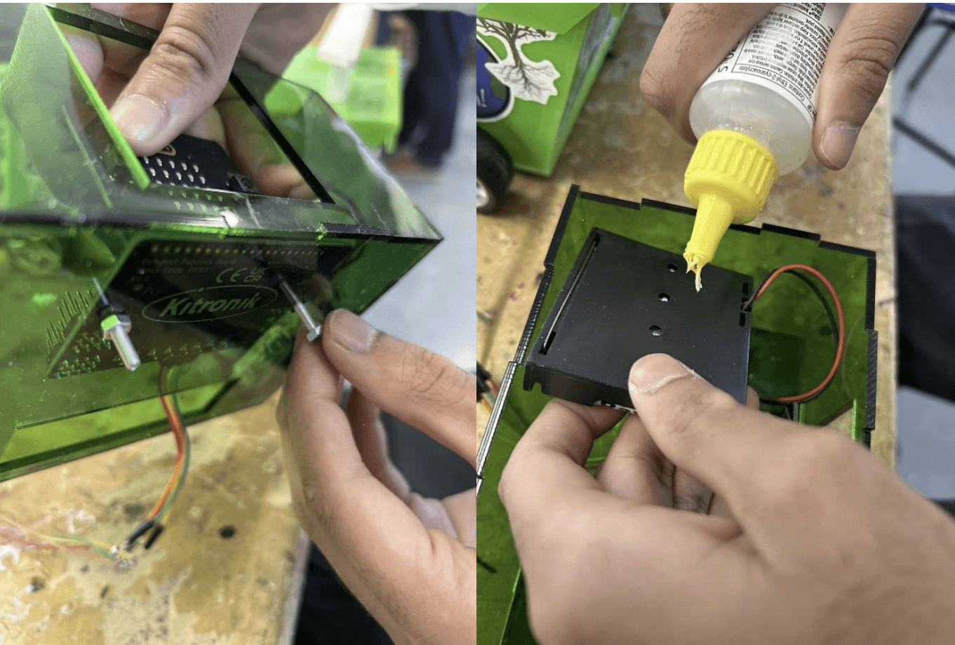Wiring and gluing the Kitronik board